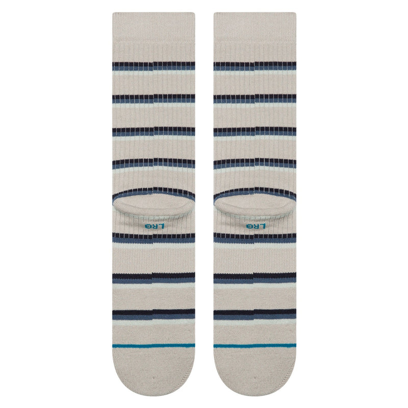 Cotton Crew Medium Cushion Socks – Ribbed Multi Stripe Grey