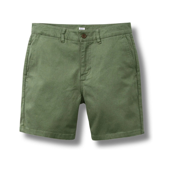 Flat lay of Katin Cove Short in cactus displaying elastic waistband, drawstring, and soft-washed fabric