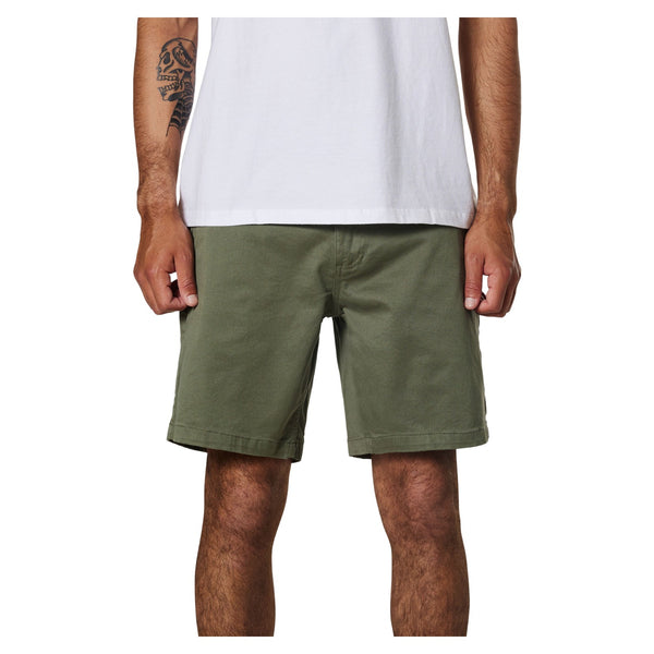 Front view of Katin Cove Short in cactus green featuring drawstring waistband, relaxed fit, and casual style
