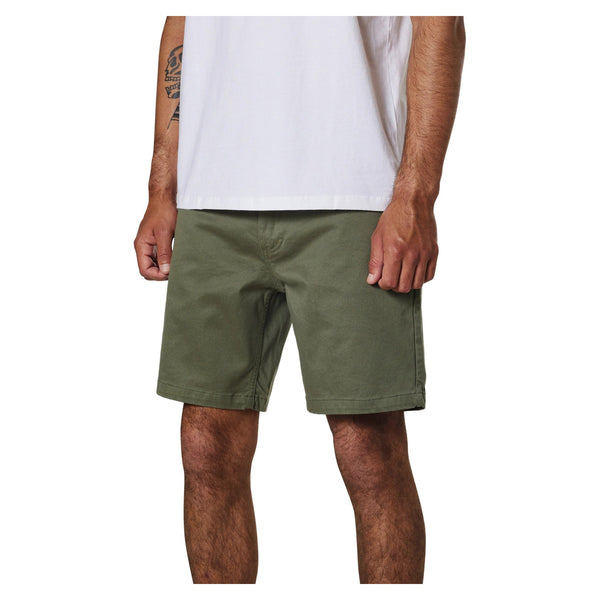 Side view of Katin Cove Short in cactus showing side seam, clean hem, and breathable cotton-blend fabric