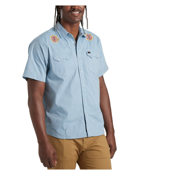 Crosscut Deluxe Shortsleeve – Beach Blooms: Blue Chambray