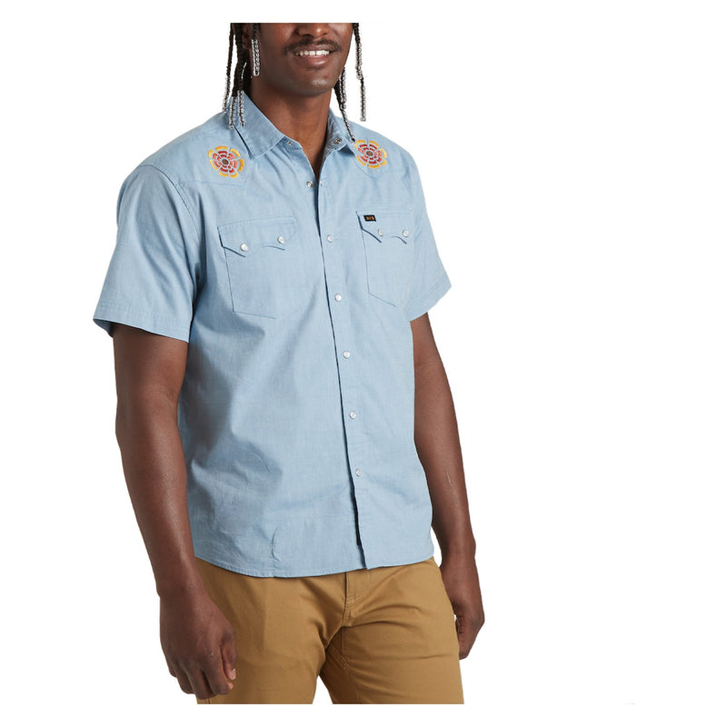 Crosscut Deluxe Shortsleeve – Beach Blooms: Blue Chambray
