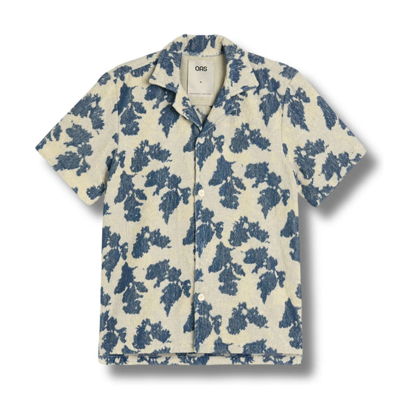 Front view of OAS Cuba Terry Shirt in Sail Contraste featuring soft terry fabric, contrast panel design, and relaxed button-up fit