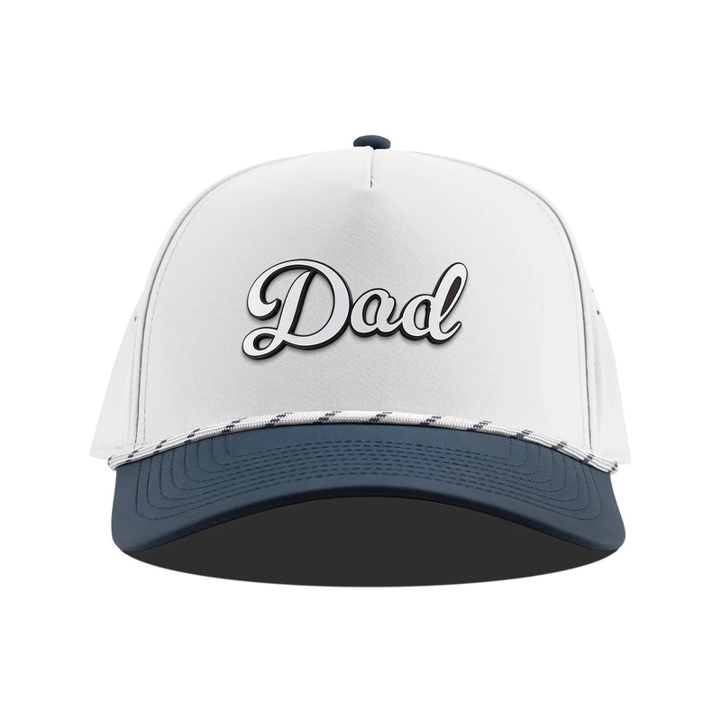 Dad Script Curved 5 Panel Rope Two Tone – White/Orion with White Rope