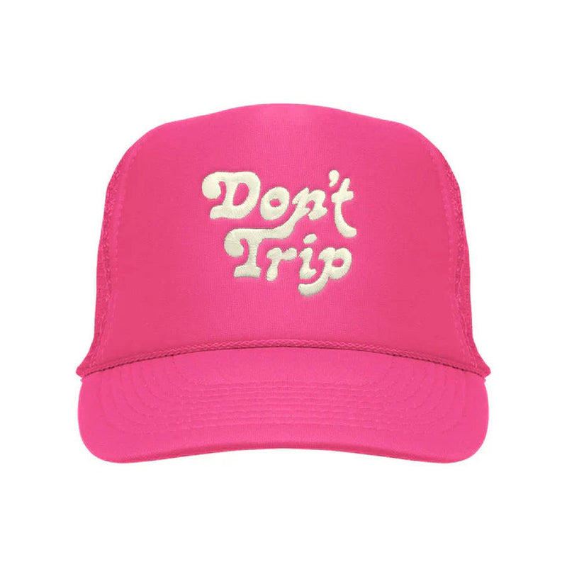 Don't Trip Embroidered Trucker Hat – Pink