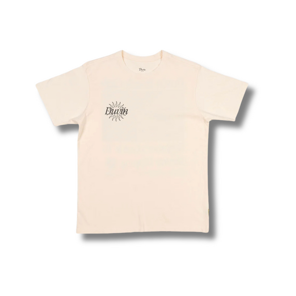 Front view of Duvin Skinny Dippin Tee in Antique featuring a relaxed fit, short sleeves, and vintage-style graphic on soft washed fabric