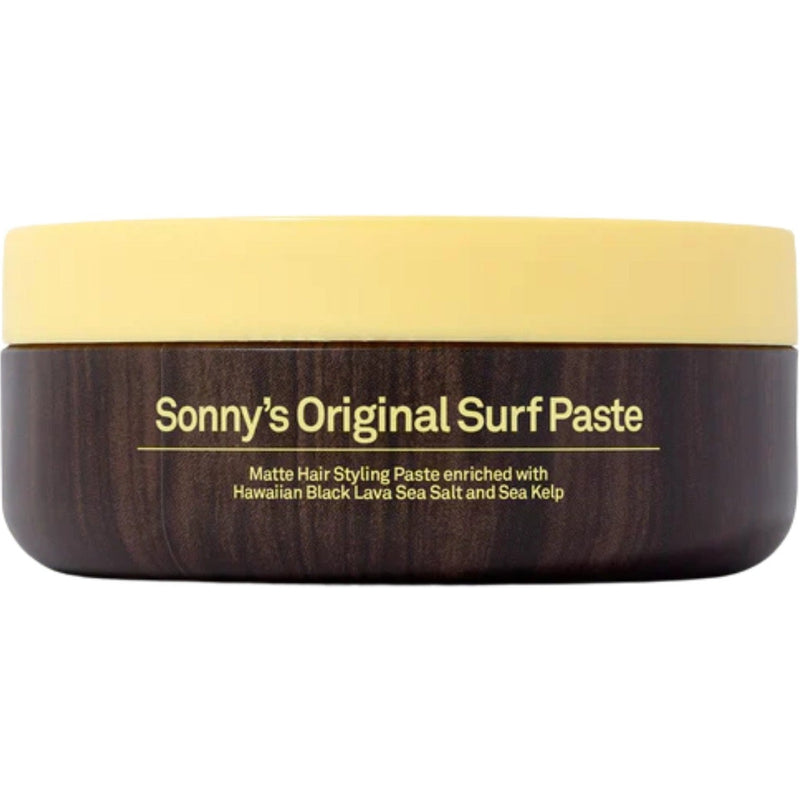 Side view of Sun Bum Texturizing Surf Paste jar showing product label and matte finish design