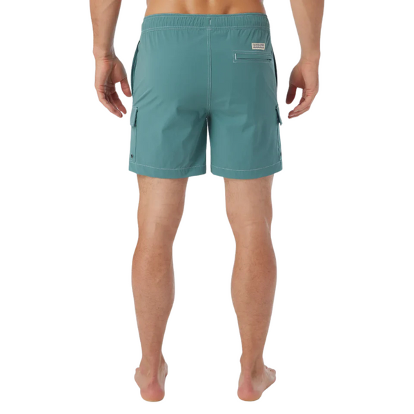 Back view of Fair Harbor Breaker Short in Seapine with single back pocket and minimalist detailing