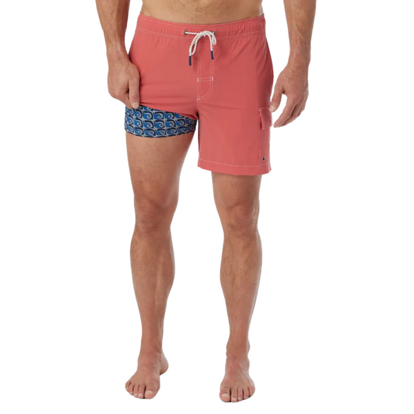 Front view of Fair Harbor Breaker Short in Washed Red featuring a tailored fit, elastic waistband with drawstring, and quick-dry fabric