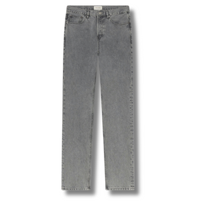 Front view of Frame The Straight Jean in Bonair Grey with classic five-pocket styling – Rooster