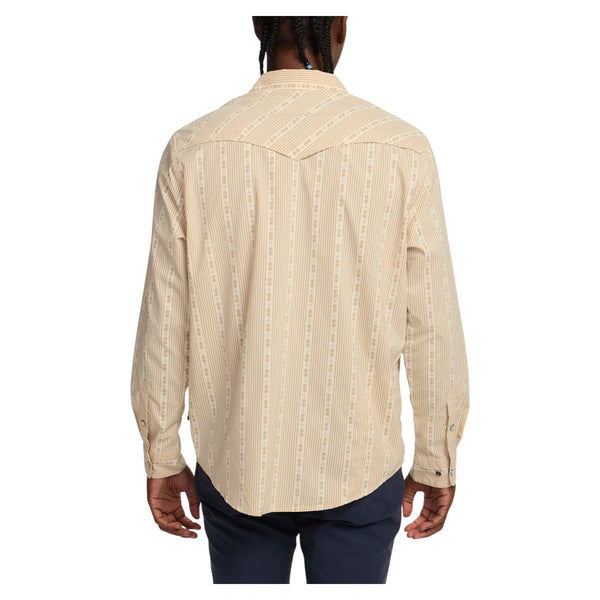 H Bar B Tech Longsleeve – Mosquero Stripe: Brown Rice