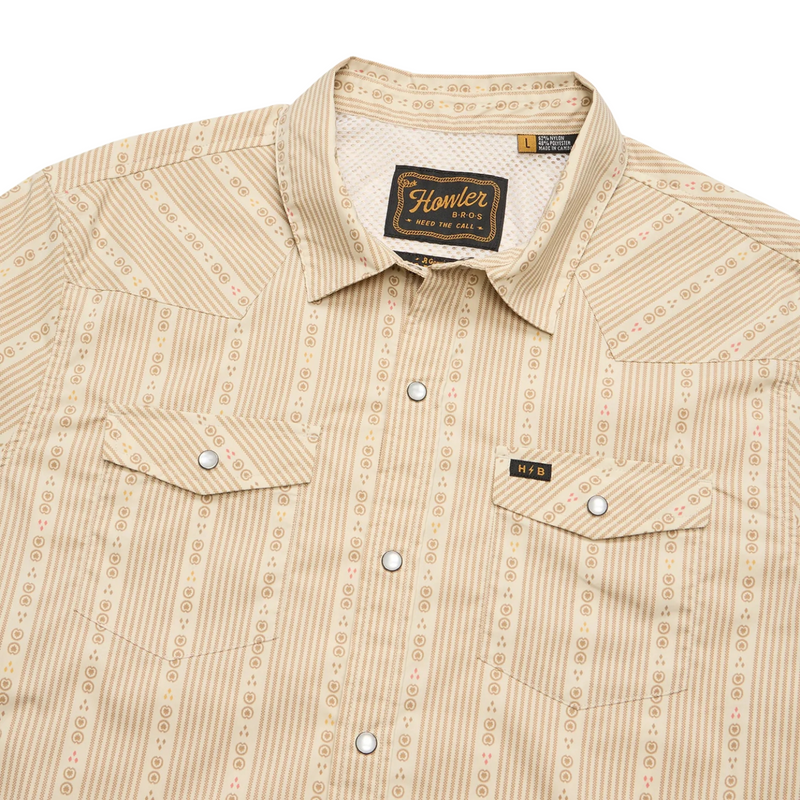 H Bar B Tech Longsleeve – Mosquero Stripe: Brown Rice