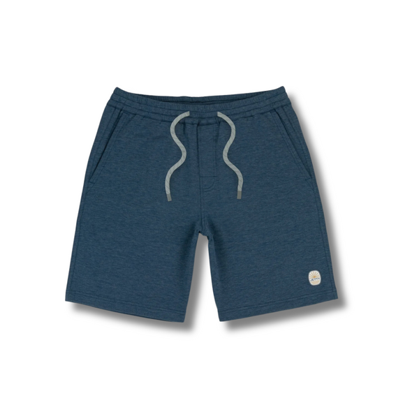 Front view of Jetty Skipper Lounge Short in navy featuring an elastic waistband and relaxed fit