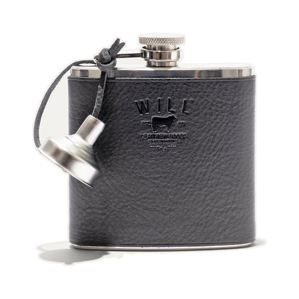 Leather & Stainless Steel Flask – Color: Black