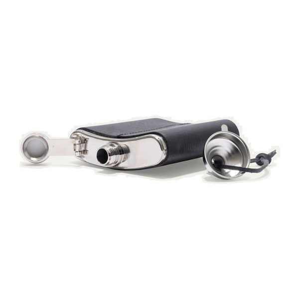 Leather & Stainless Steel Flask – Color: Black