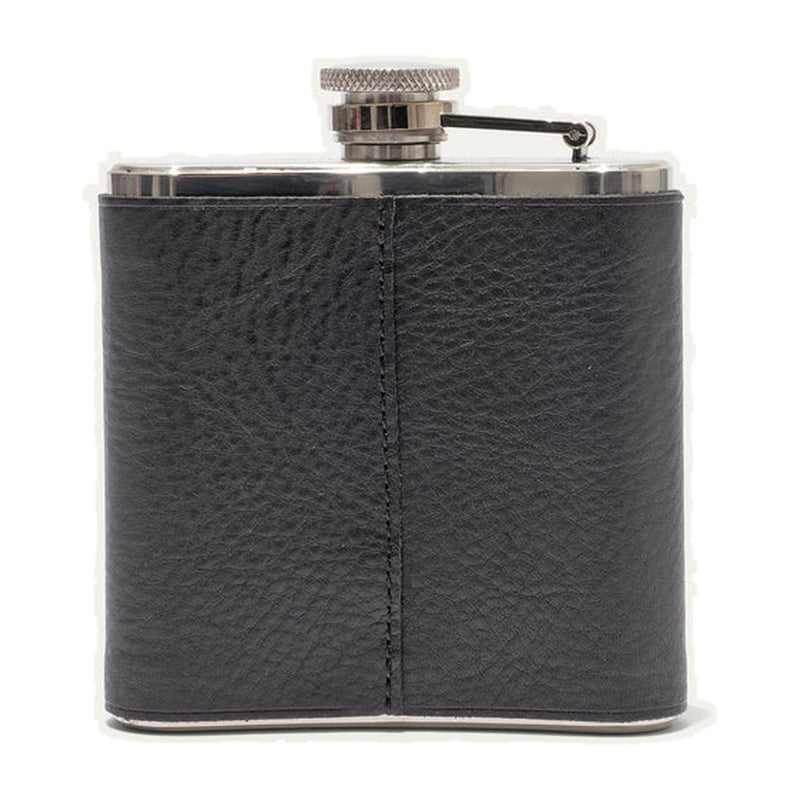 Leather & Stainless Steel Flask – Color: Black
