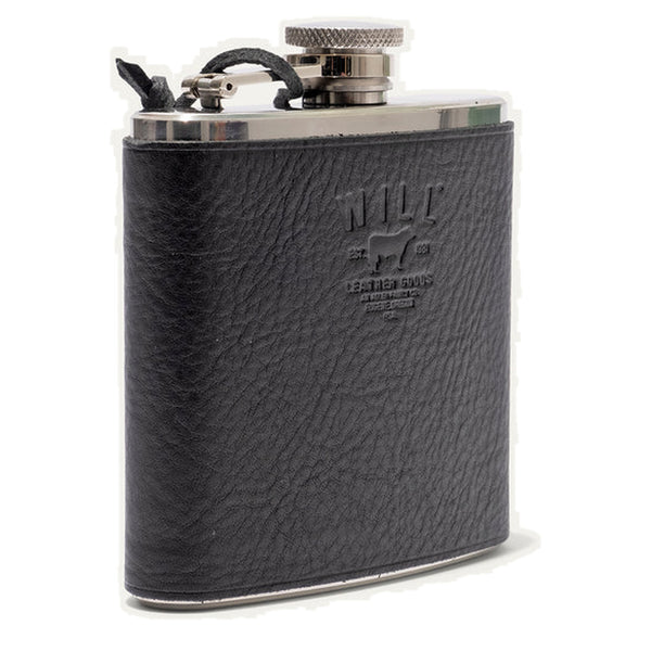Leather & Stainless Steel Flask – Color: Black