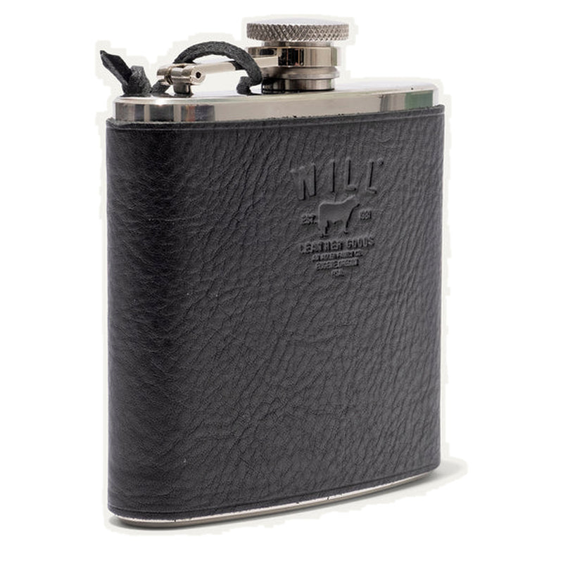 Leather & Stainless Steel Flask – Color: Black