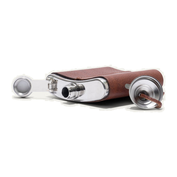 Leather & Stainless Steel Flask – Color: Cognac