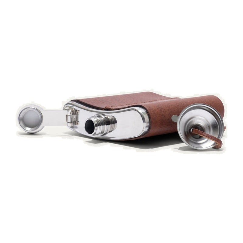 Leather & Stainless Steel Flask – Color: Cognac