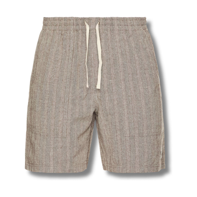 Linen Stripe Fatigue Jam – Brown