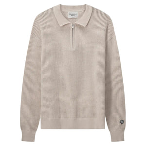 Loose Knit Quarter Zip Polo – Mineral