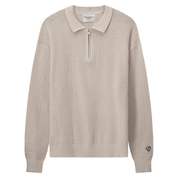 Loose Knit Quarter Zip Polo – Mineral