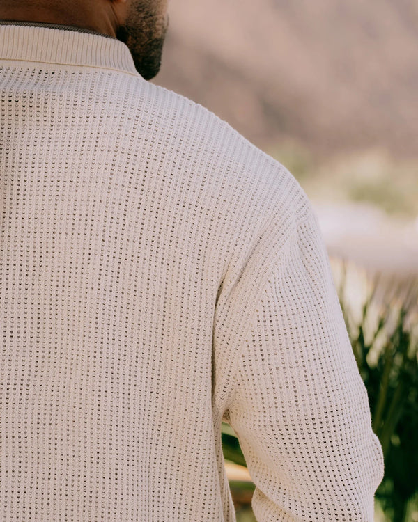Loose Knit Quarter Zip Polo – Mineral