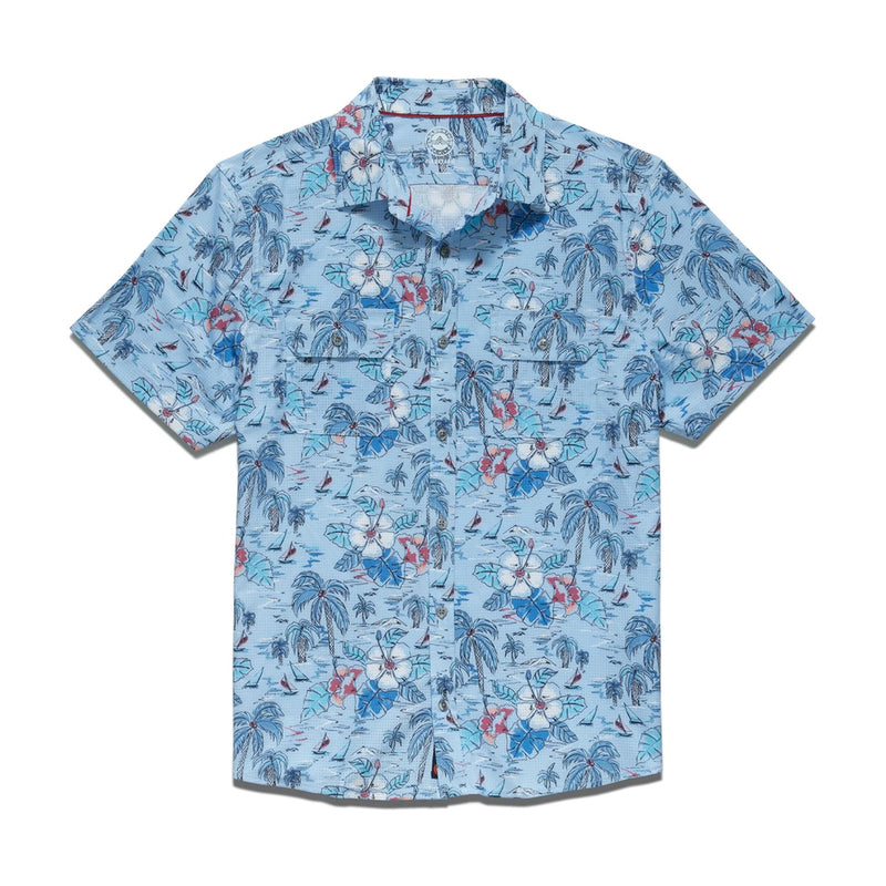 Madeflex Tropical Print UPF Performance Shirt – Light Blue Combo