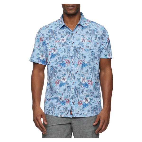 Madeflex Tropical Print UPF Performance Shirt – Light Blue Combo