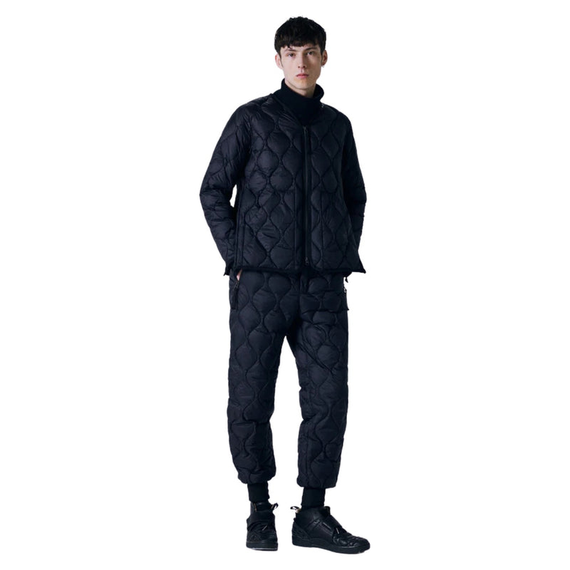 Military W-Zip V-Neck Down Jacket (Soft Shell) – Black