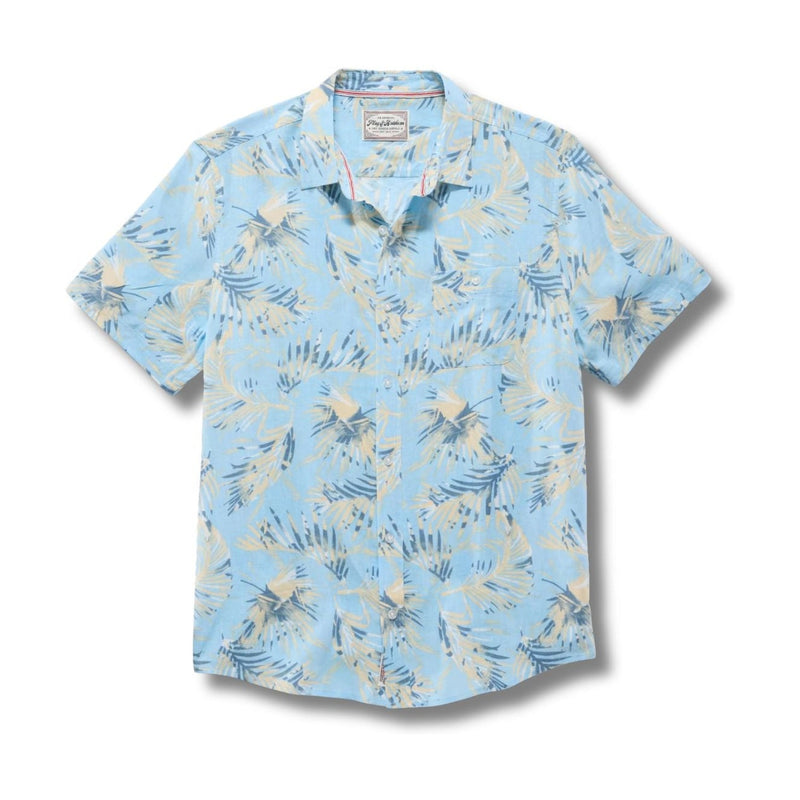 Munford SS Palm Print Shirt – Blue/Tan/White
