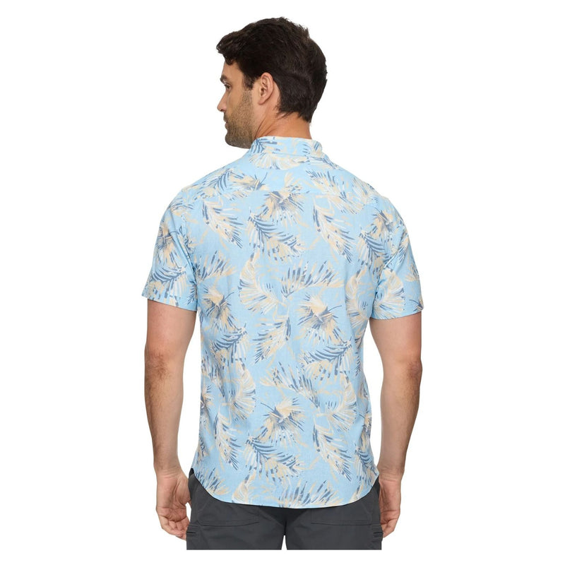 Munford SS Palm Print Shirt – Blue/Tan/White