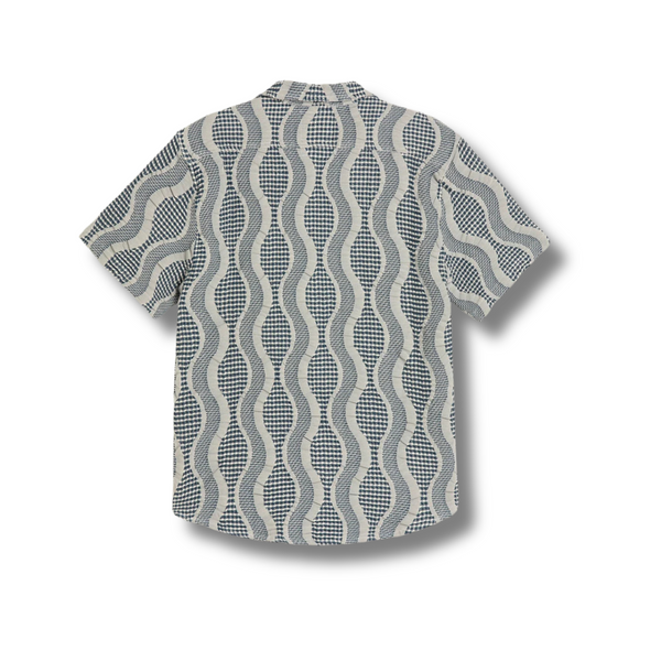 Back view of the OAS Como Cuba Waffle Shirt highlighting the soft waffle-knit texture and relaxed fit