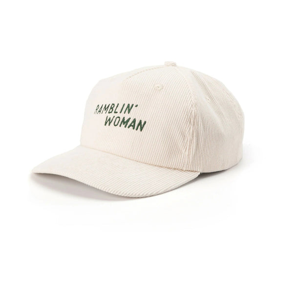 Ramblin' Woman Corduroy Snapback Cream/Forest - Rooster 
