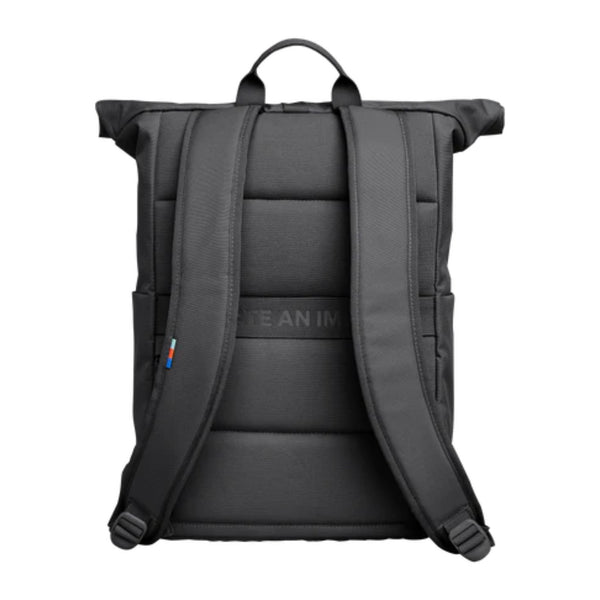 Back of GOT BAG Roll Top Easy backpack in Shark with padded shoulder straps and back panel