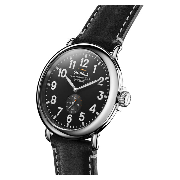 Runwell Sub Second 47mm Black Leather Strap - Rooster 