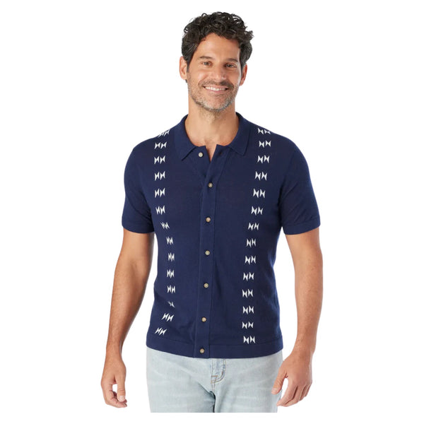 Seawool Sweater Shirt - White Lotus – Navy Shibori Stripe