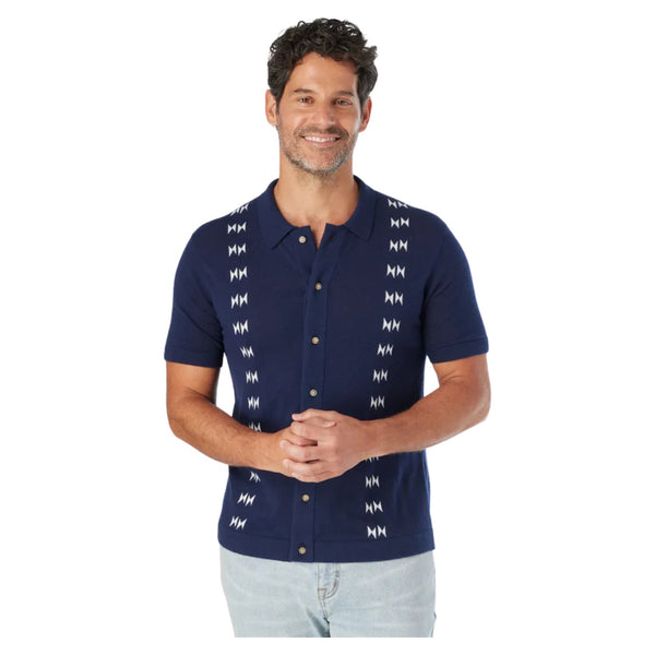Seawool Sweater Shirt - White Lotus – Navy Shibori Stripe