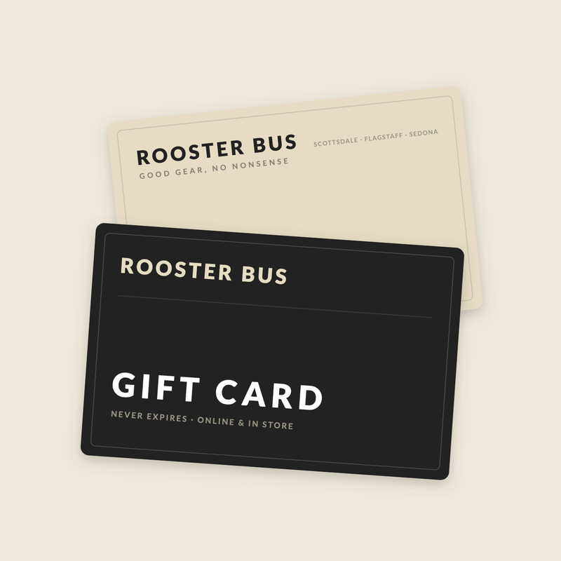 Rooster Bus gift card — men's clothing in Scottsdale, Flagstaff and Sedona, Arizona