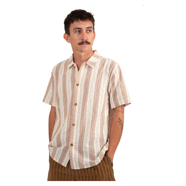 Seersucker Stripe Ss Shirt - Rooster 