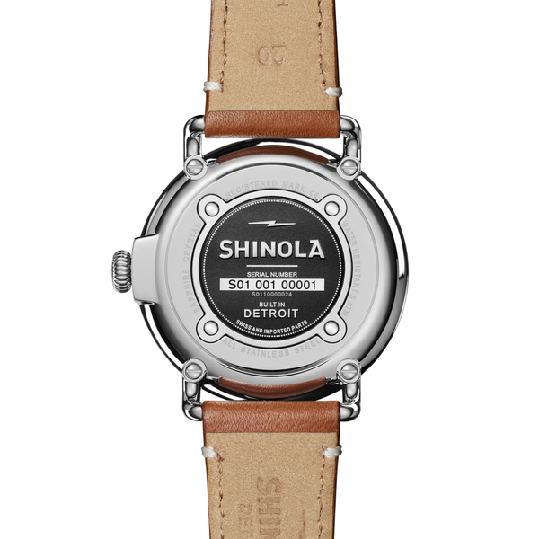 Runwell 41mm Brown Leather Strap Grey/Blue - Rooster 