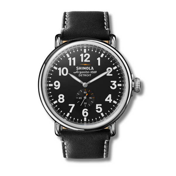 Runwell Sub Second 47mm Black Leather Strap - Rooster 
