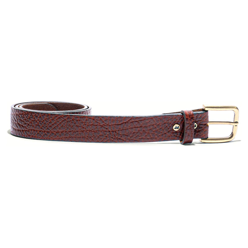 Shrunken American Bison Leather Belt – Cognac