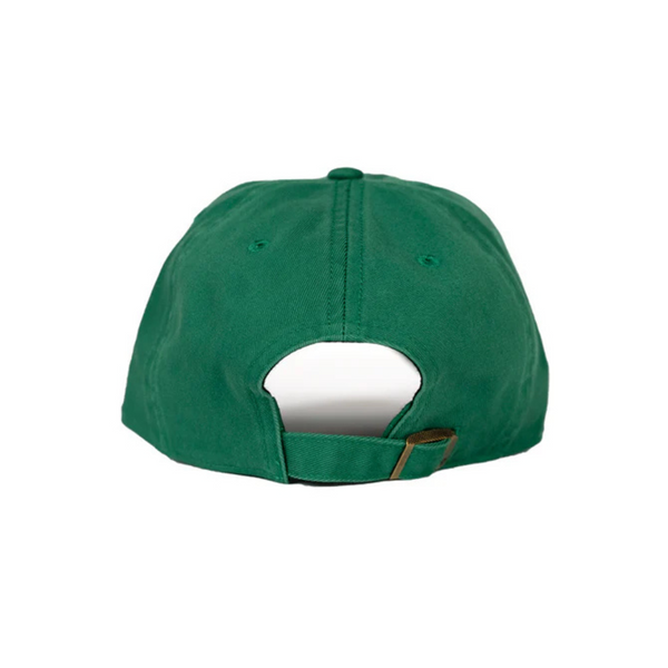 Back view of State Forty Eight Dad Hat Sunny in Kelly Green with adjustable strap and metal buckle closure
