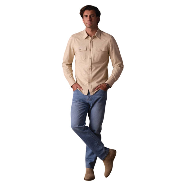 Tentoma Stretch Vintage Button Up – Bone