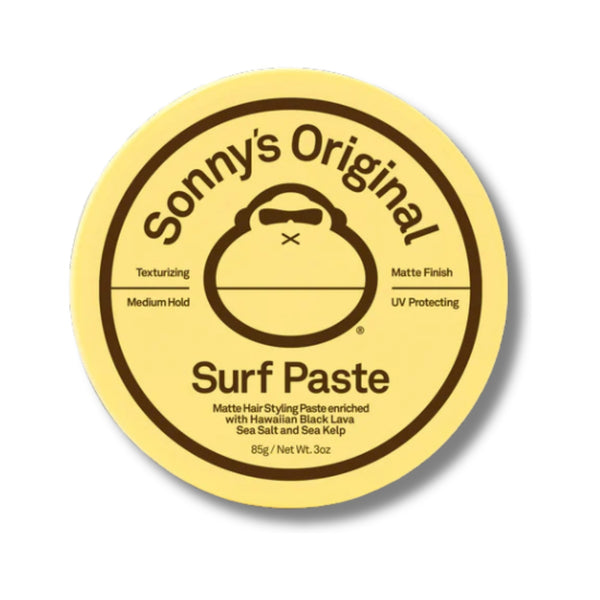 Front view of Sun Bum Texturizing Surf Paste jar featuring natural woodgrain-look packaging and logo