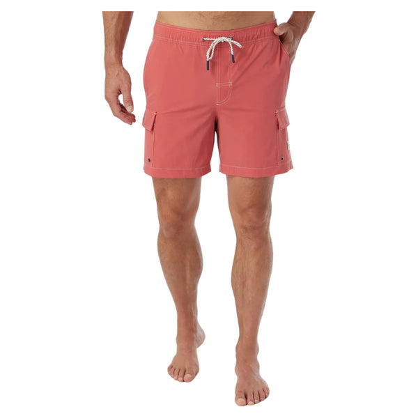 Front view of Fair Harbor Breaker Short in Washed Red featuring a tailored fit, elastic waistband with drawstring, and quick-dry fabric
