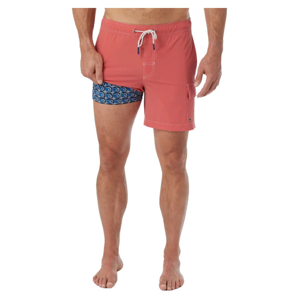 Front view of Fair Harbor Breaker Short in Washed Red featuring a tailored fit, elastic waistband with drawstring, and quick-dry fabric