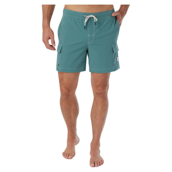 Front view of Fair Harbor Breaker Short in Seapine featuring an elastic drawstring waistband, tailored fit, and lightweight performance fabric